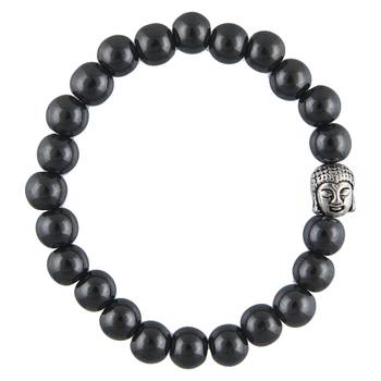 Black Beads Strechable Bracelet. Daily/Party Wear Stylish Fashion Jewellery For Men/Women/Boys/Girls. 1