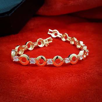 Gold Tone High Quality Diamond Bracelet With Smooth Finish For Women, Girlfriend,Girls & Wife 3