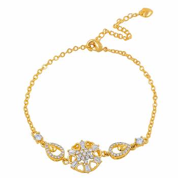 Gold Tone High Quality Diamond Bracelet With Smooth Finish For Women, Girlfriend,Girls & Wife 1