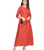 Peach hand woven rayon kurtas-and-kurtis