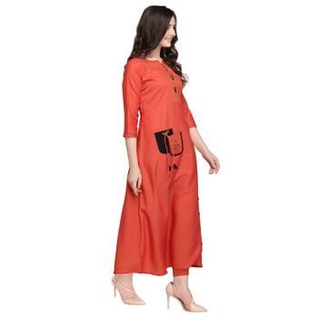 Peach hand woven rayon kurtas-and-kurtis 2