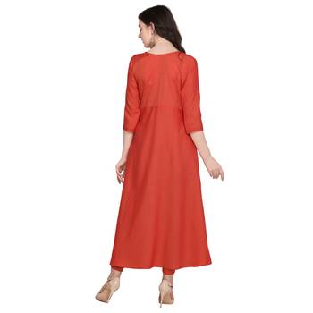 Peach hand woven rayon kurtas-and-kurtis 3