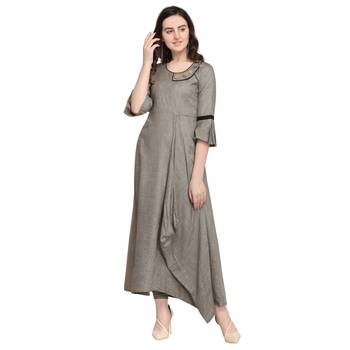 Grey hand woven rayon kurtas-and-kurtis 1