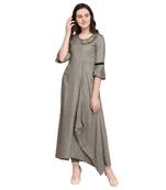 Grey hand woven rayon kurtas-and-kurtis