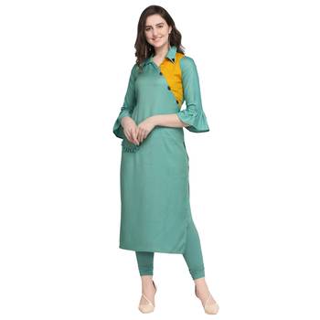 Turquoise hand woven rayon kurtas-and-kurtis 1