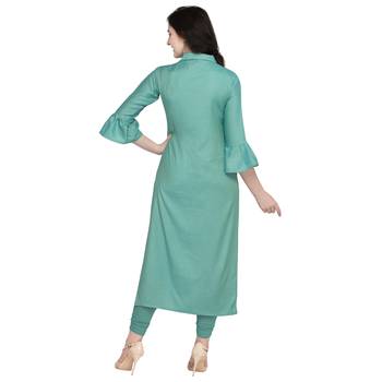 Turquoise hand woven rayon kurtas-and-kurtis 3
