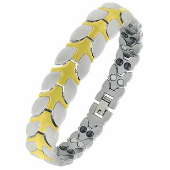Energy Jewellery Golden Magnetic Therapy Double Tone Plating Metal Chain Bracelet For Men/Women 1