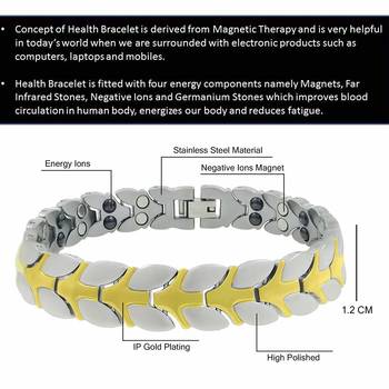Energy Jewellery Golden Magnetic Therapy Double Tone Plating Metal Chain Bracelet For Men/Women 2