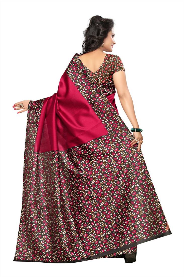 Multicolor printed art silk Combo saree with blouse Pack Of - 3