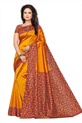 Multicolor printed art silk Combo saree with blouse Pack Of - 3 8