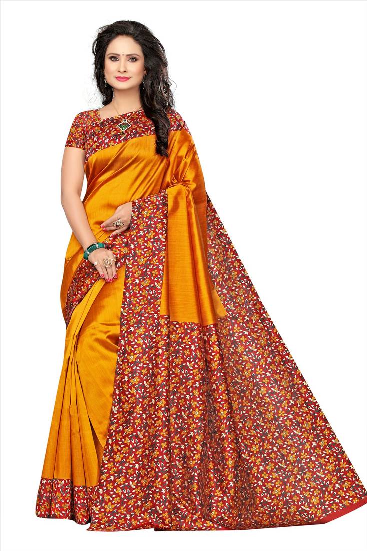Multicolor printed art silk Combo saree with blouse Pack Of - 3