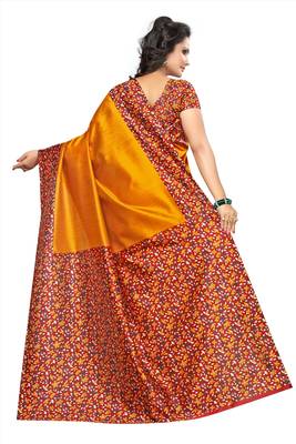 Multicolor printed art silk Combo saree with blouse Pack Of - 3 9