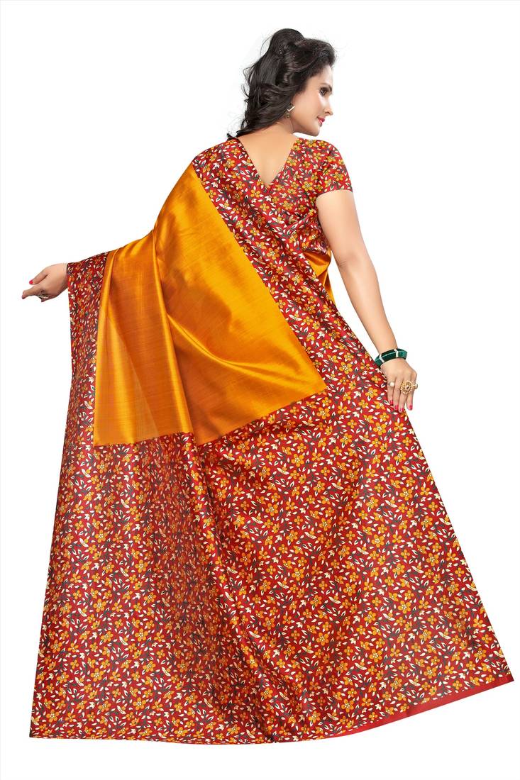 Multicolor printed art silk Combo saree with blouse Pack Of - 3