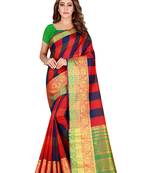 Multicolor woven cotton saree with blouse