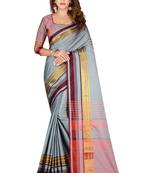 Grey woven banarasi silk saree with blouse