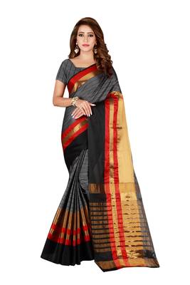Grey woven cotton silk saree with blouse 1