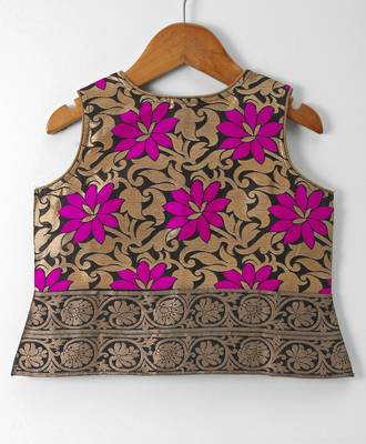 Pink printed polyester top with dhoti for girls 3
