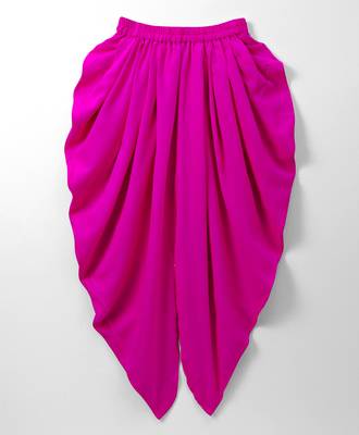 Pink printed polyester top with dhoti for girls 4