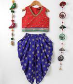 Red printed polyester kids-tops