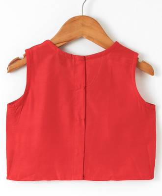 Red printed polyester kids-tops 4
