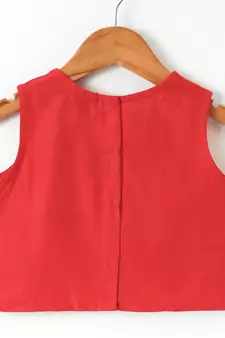 Red printed polyester kids-tops