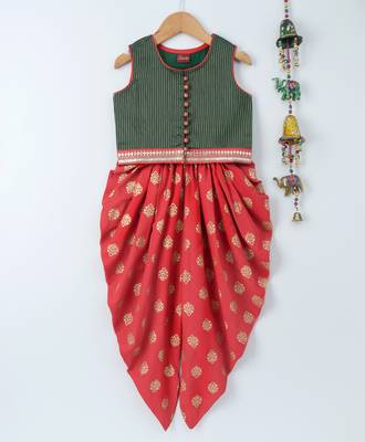 Red printed polyester kids-tops 1