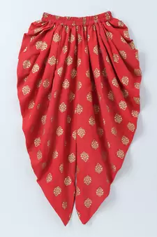 Red printed polyester kids-tops