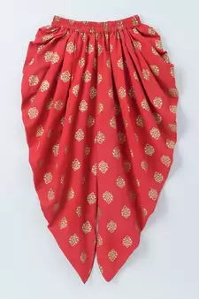Red printed polyester kids-tops