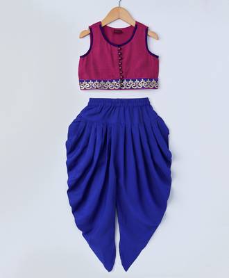 Blue printed polyester kids-tops 1