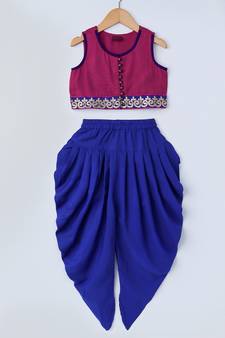 Blue printed polyester kids-tops