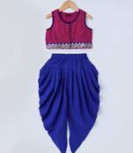 Blue printed polyester kids-tops