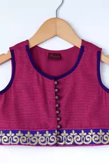 Blue printed polyester kids-tops