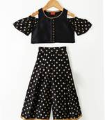 Black printed polyester kids-tops