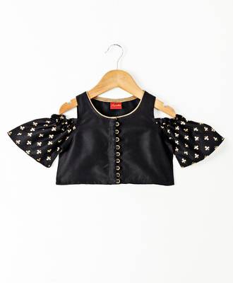 Black printed polyester kids-tops 2