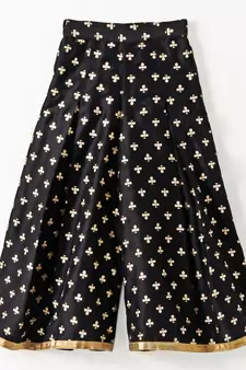 Black printed polyester kids-tops