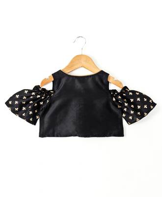 Black printed polyester kids-tops 4