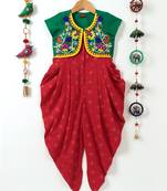 Red printed polyester kids-tops