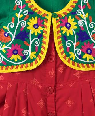 Red printed polyester kids-tops 4