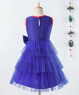 Blue embroidered polyester girls gown 2