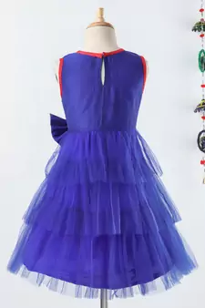 Blue embroidered polyester girls gown