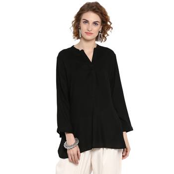 Black plain rayon tops 1
