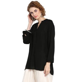 Black plain rayon tops 3