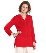 Red plain rayon tops
