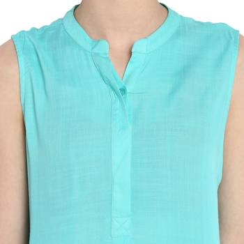 Aqua-blue plain rayon tops 4