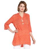 Orange printed rayon tops