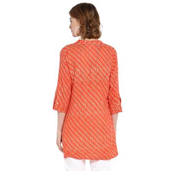 Orange printed rayon tops 2