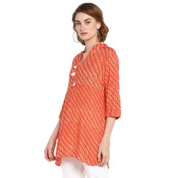 Orange printed rayon tops 3