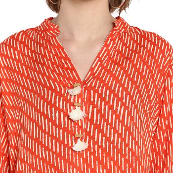 Orange printed rayon tops 4
