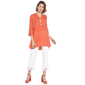 Orange printed rayon tops 5