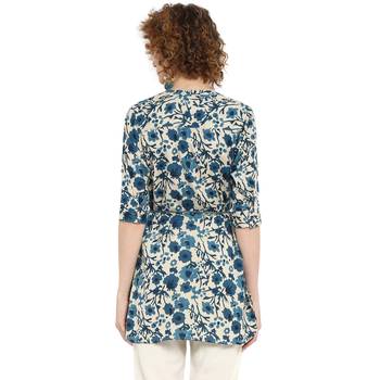 Navy-blue printed rayon tops 2